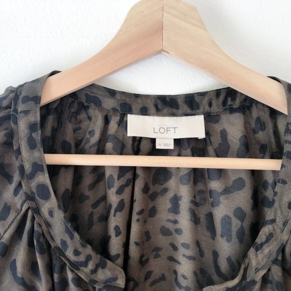 LOFT Sheer Animal Print Blouse - Picture 3 of 5